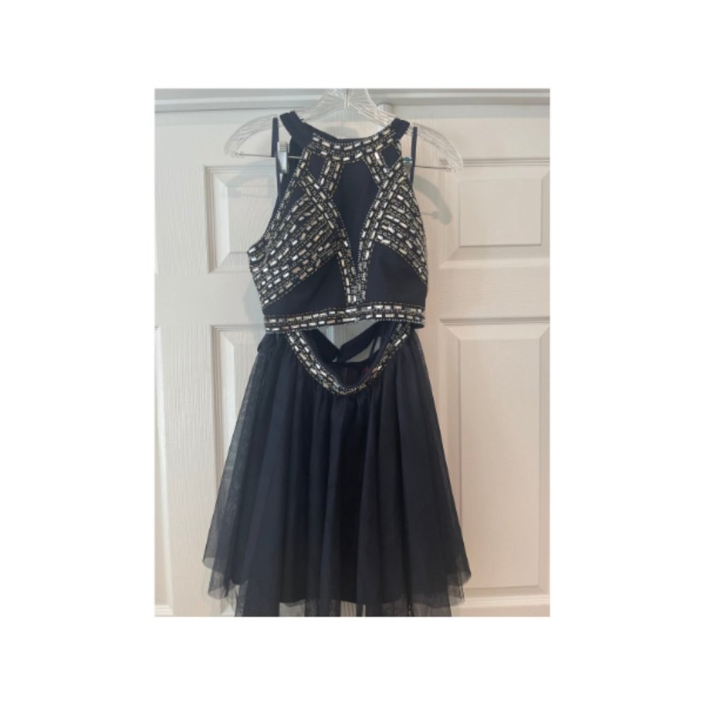 2-piece Navy blue with silver embellishments, Juniors size 11